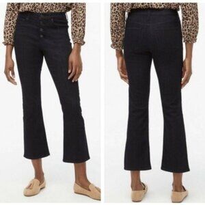 J Crew Dark Wash  High Rise Button Fly Crop Flare Jeans Size 31 NWOT